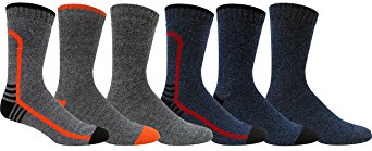 Grey Wolf Men’s 6 Pairs Heavyweight Thermal Comfort Hiker Crew Length Sock