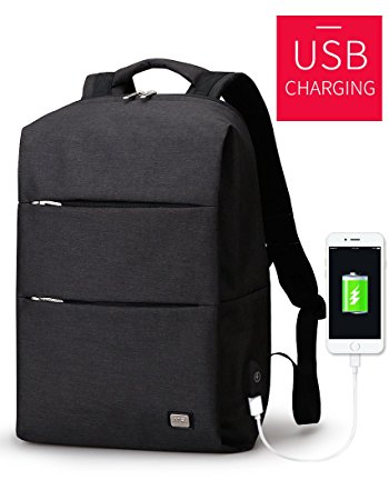 Mark Ryden Business Water Resistant Polyester Laptop Backpack with USB Charging Port Fits Under 15.6 Inch Laptop and Notebook