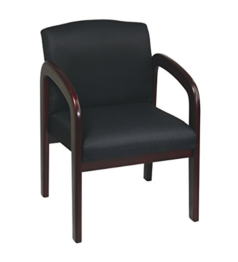 Office Star Padded Fabric Seat and Back Visitors Chair with Mahogany Finish Frame, Black Triangle