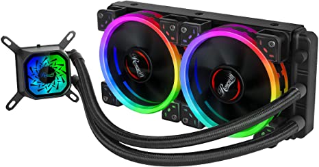 Rosewill RGB 240mm CPU Liquid Cooler, All-in-One Closed Loop PC Water Cooling, Quiet Addressable RGB Ring Fans, Intel/AMD Compatible, 400mm Sleeved Tubing - PB240-RGB