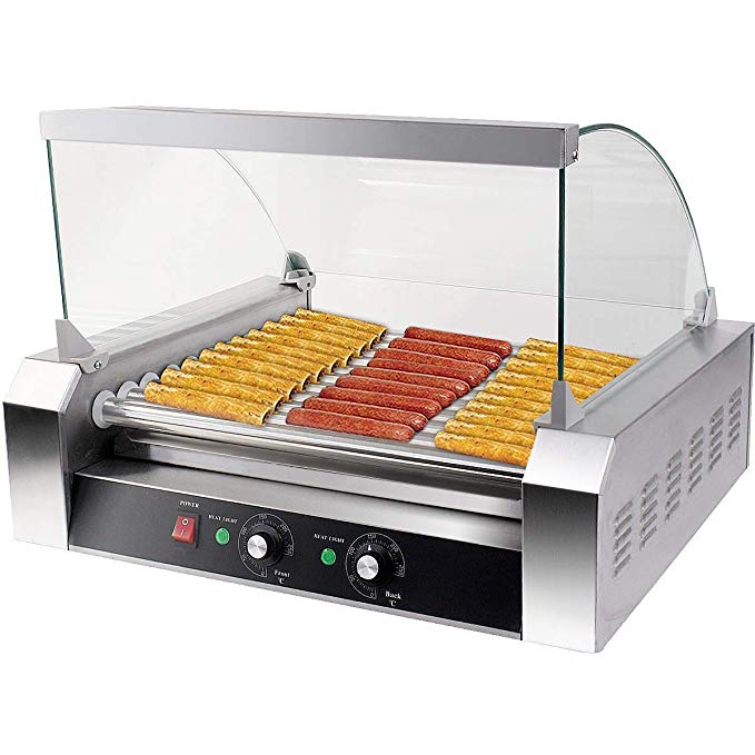 Giantex Commercial 18/30 Hot Dog Hotdog 7/11 Roller Grill Cooker Machine w/Cover (11 Roller Grill)