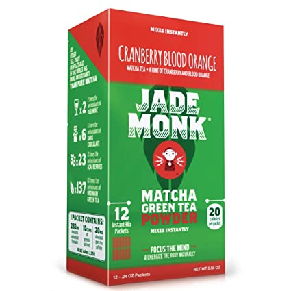 Matcha Green Tea Powder- Enjoy Anytime, Anywhere - All Natural energy - Ceremonial Grade - Mixes Instantly - Cranberry Blood Orange, 6 Pack