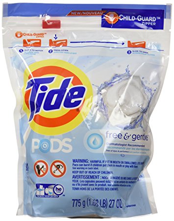 Tide PODS Free & Gentle Laundry Detergent, Unscented, 31 count, Designed for Regular and HE Washers