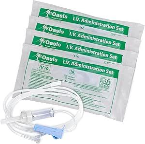 Sterile IV Administration Set, Set of 5, 10 drops/mL, 100in Tubing, Luer Slip, Bottle & Bag Compatible