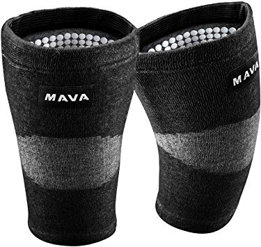 Mava Sports Reflexology Knee Support Sleeves (Pair) for Joint Pain and Arthritis Relief, Improved Circulation Compression – Effective Support for Running, Jogging, Workout, Walking and Recovery