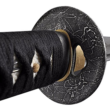 Black Friday Sale – Samurai Katana Sword, Battle Ready, Hand Forged, 1045 Carbon Steel, Heat Tempered, Full Tang, Sharp, Black Wooden Scabbard