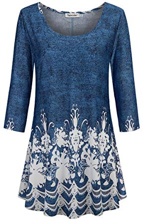 Tencole 3/4 Sleeve Shirts for Women Dressy Tunic Tops Casual Wear with Floral