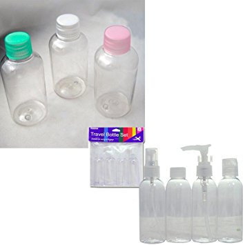3 Travel Bottles Jar Container Carry On TSA Liquid Storage Set Clear Plastic New