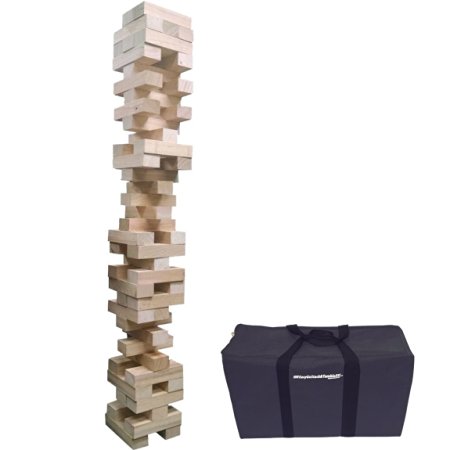 EasyGO Giant Stack & Tumble Giant Wood Stacking & Tumble Tower Blocks Game Includes Heavy Duty Duffle Carry Bag, XX- Large,  Stacks to Over 5 feet Tall