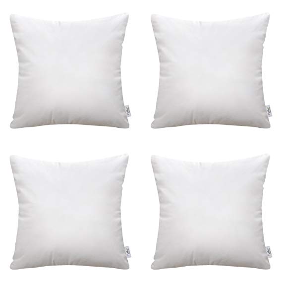 Ashler Set of 4 Hypoallergenic Throw Pillow Inserts Standard Square Polyester Sham 22" x 22"