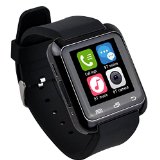 EasySMX Bluetooth Smart Watch U80 Wrist Watch Sport for iPhone 44S55S Samsung S4Note 2Note 3 HTC Android Phone Black