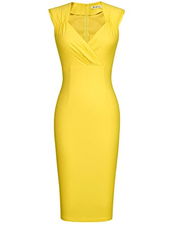 MUXXN Women's 50s 60s Vintage Sexy Fitted Office Pencil Dress