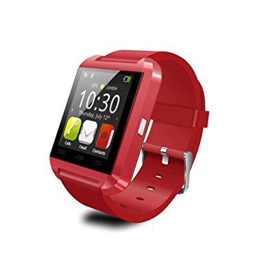 UZOU Bluetooth Smart Watch WristWatch U8 UWatch Fit for Smartphones IOS Android Apple iphone 4/4S/5/5C/5S Android Samsung S2/S3/S4/Note 2/Note 3 HTC Sony Blackberry ship from UK amazon warehouse only(red)