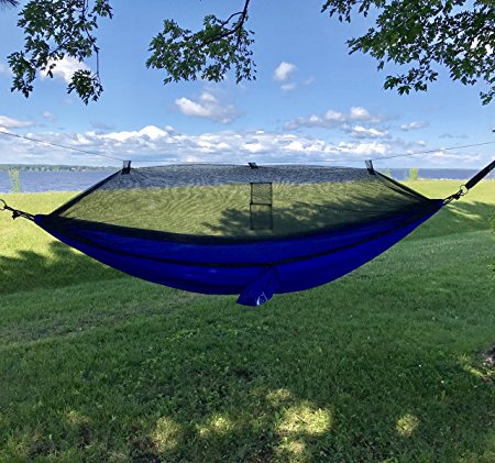 Mosquito Net Camping Hammock - Rip Proof Waterproof Parachute Nylon by Krazy Outdoors