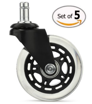 Rollerblade Office Chair Wheels Caster Replacement for Carpet & Hardwood Floors, Lifetime Warranty (Set of 5)