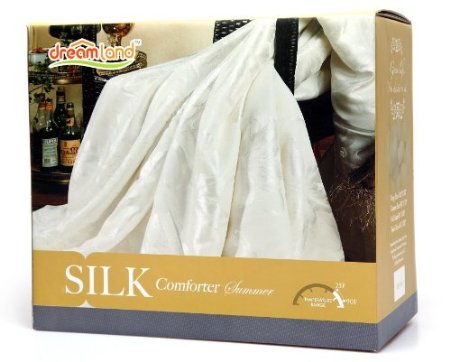 Dreamland Comfort All Natural Mulberry Silk Comforter for Summer, Full