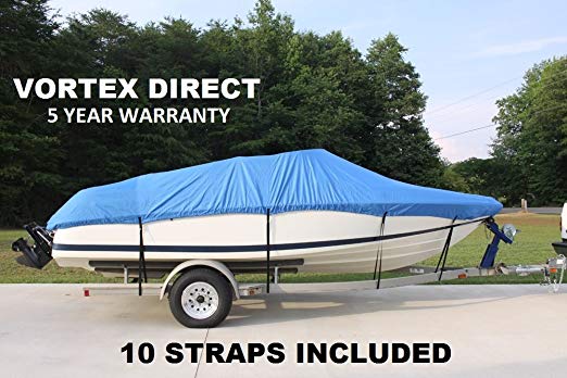 VORTEX HEAVY DUTYBLUE VHULL FISH SKI RUNABOUT COVER FOR 14 to 15 to 16' BOAT (FAST SHIPPING - 1 TO 4 BUSINESS DAY DELIVERY)