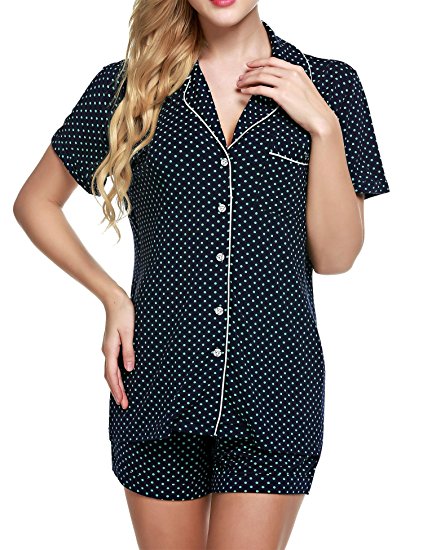 Ekouaer Women's Sleepwear Short Sleeve Pajama Set with Pj Shorts