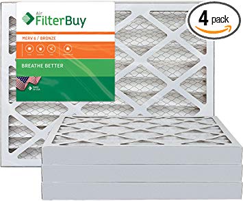 AFB Bronze MERV 6 16x25x2 Pleated AC Furnace Air Filter. Pack of 4 Filters. 100% produced in the USA.