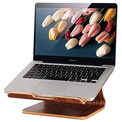 Original Samdi Elegent Wooden Dock Laptop Vertical Desktop Radiating Holder Stand for Macbook Air Macbook Pro & Other Laptop Notebook Heat Dissipation(Walnut)
