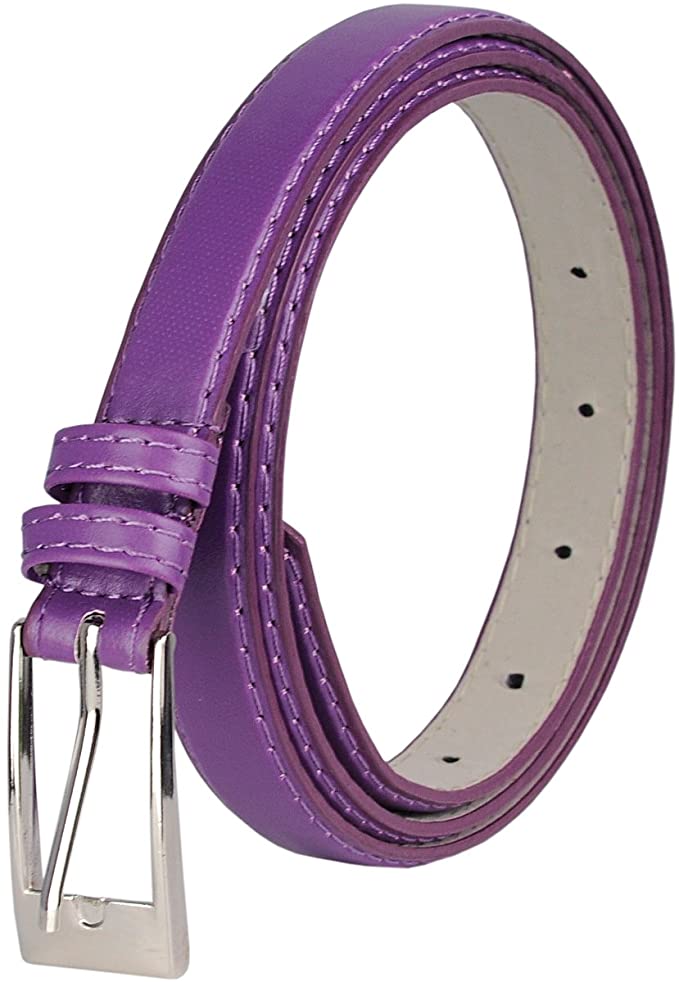 NYFASHION101 Women's Classy Skinny Bonded Leather Casual Belt with Shiny Buckle