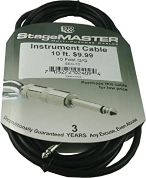 Stageline Omega Bronze Standard Instrument Cable-1/4 to 1/4" Straight Jacks-10 ft. (SEG10)