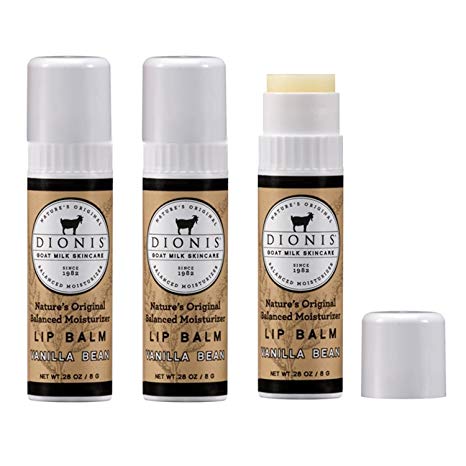 Dionis Goat Milk Skincare Lip Balm - 3 Piece Gift Set - Vanilla Bean