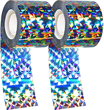 2 Pack Bird Repellent Device Bird Deterrent Tape Double-sided Reflective Scare Bird Tape for Home, Garden and Farm, 565 Feet Long in Total