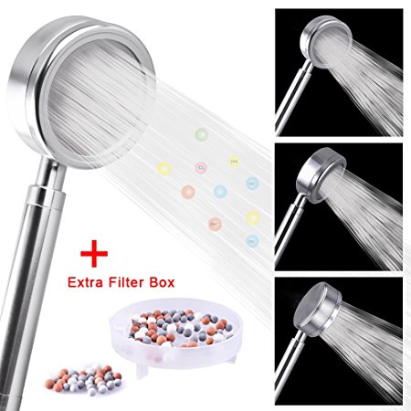 AUSTOR High Pressure Ionic Filter Handheld Shower Head, 50% Water Saving 300% Turbocharged Pressure with Extra Filter Box - Aviation Aluminium Material