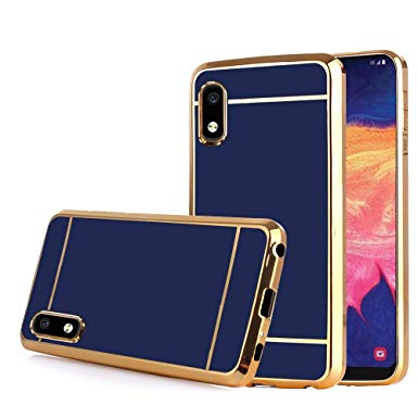 TabPow Samsung Galaxy A10e Case, Electroplate Slim Glossy Finish, Drop Protection, Shiny Luxury Case - Royal Blue Gold