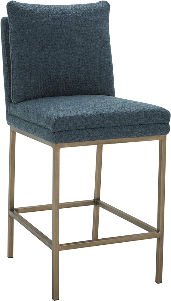 Amazon Brand – Rivet Lundberg Contemporary Upholstered Counter-Height Barstool with Brass Legs, 40.6"H, Juniper