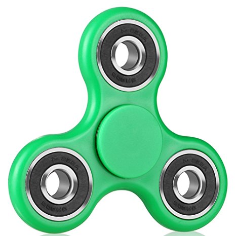 EDC Tri Fidget Spinner Spinning 3mins  Finger Stress Reducer Toy for Boredom, Anxiety, Focusing (Black Green)