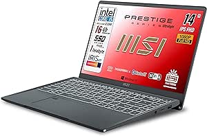 MSI Notebook PRESTIGE 14" IPS FHD, ultraleggero 1,29 Kg, cpu intel i5 1240p 12 Core, 16 Gb Ram, SSD 1 Tb, tastiera qwerty retroilluminata, 3 usb di cui 2 Thunderbolt 4, Win 11, Garanzia Italia