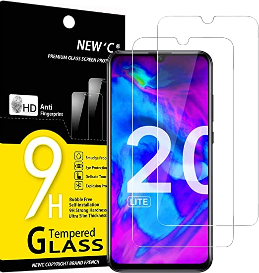 NEW'C 2 Unidades, Protector de Pantalla para Honor 20 Lite, Honor 20i, Antiarañazos, Antihuellas, Sin Burbujas, Dureza 9H, 0.33 mm Ultra Transparente, Vidrio Templado Ultra Resistente