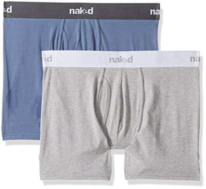 Naked Men's Stretch Cotton Boxer Briefs 2 Pack