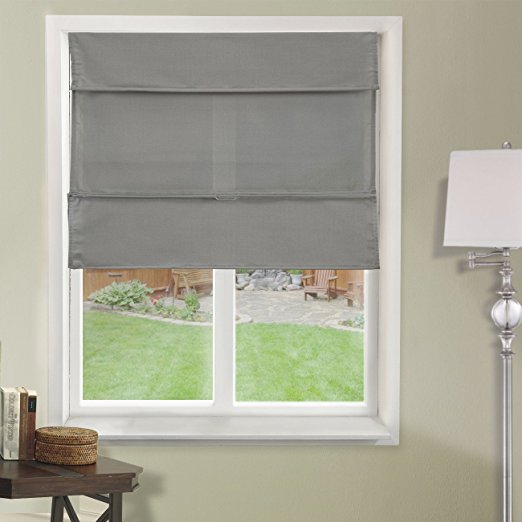 Chicology Cordless Magnetic Roman Shades / Window Blind Fabric Curtain Drape, Light Filtering, Privacy - Daily Grey, 23"W X 64"H