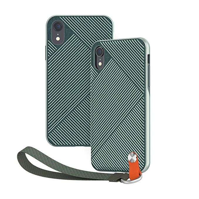 Moshi Altra Slim Hardshell Case for iPhone XR with Strap, Military-Grade Drop Protection, Wireless Charging (Green)