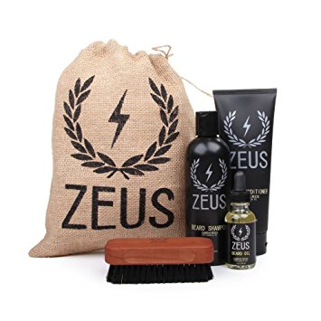 Zeus Deluxe Beard Grooming Kit for Men - Beard Care Gift Set to Soften Hairs and Prevent Itchiness and Dandruff (Scent: Sandalwood)