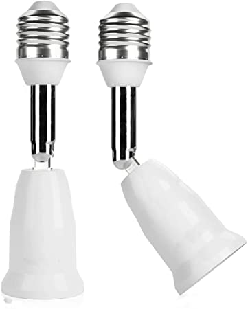 CLWHJ-360 Degrees Adjustable E26/E27 Splitter Socket Adapter 2 pack. E26/E27 Standard LED Bulbs 360 Degrees Adjustable 180 Degree Bendable Max Watt 180W (1 in 1)