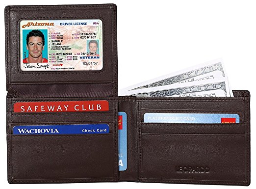 Leopardd Mens Wallet - Excellent RFID Blocking Napa Genuine Leather Bifold Wallet For Men