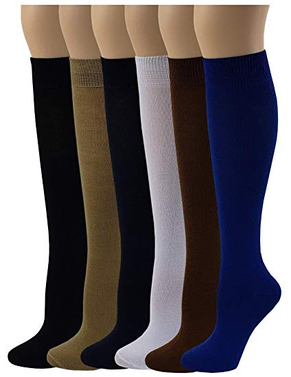 6 Pairs Women's Fancy Design Multi Colorful Patterned Knee High Socks