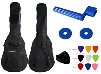YMC 41 Inch Waterproof Dual Adjustable Shoulder Strap Acoustic Guitar Gig Bag 5mm Padding Backpack with Accessories(Picks, Pick holder, Strap Lock, String Winder) --For 40" & 41-Inch Acoustic Guitar