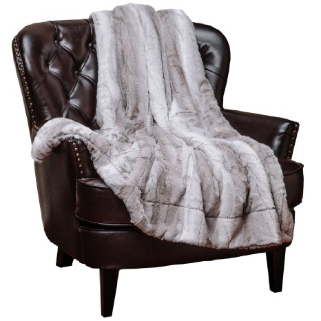 Chanasya Super Soft Cozy Falling Leave Pattern Beige Creme White Gray Fuzzy Fur Warm Throw Blanket - Falling Leave Pattern