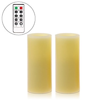 Led Votive Candle with Remote,Pillar,2x4inch,Ivory,Set of 2