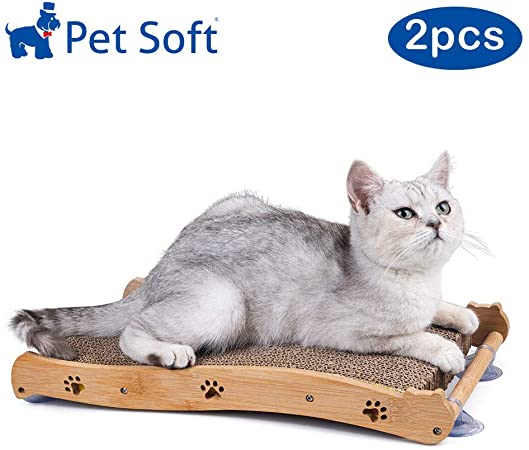 Pet Soft Reinforced Cat Scratcher - Cardboard Cat Scratching Pad Vertical Corrugated Cat Scratcher with Catnip, Horizontal Reversible Cat Scratch Toy for Indoor Kittens