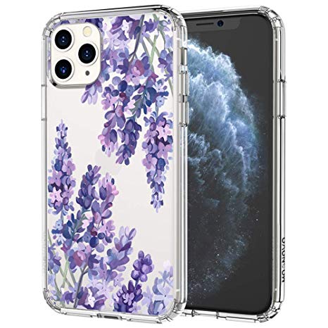 MOSNOVO iPhone 11 Pro Case, Lavender Floral Flower Pattern Clear Design Transparent Plastic Hard Back Case with TPU Bumper Protective Case Cover for Apple iPhone 11 Pro (2019)