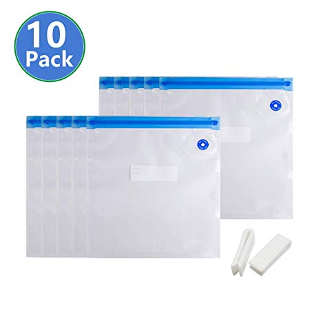 [10 Bags] Sous Vide Bags for Immersion Circulator, ACRATO Food Storage Bags BPA-Free Reusable Zipper Bags with 2 Sealing Clips, Easy to Use &Environmental-friendly