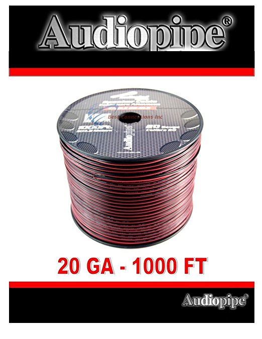 20 Gauge 1000' Speaker Zip Wire Copper Clad Red Black 12 Volt Audio Cable
