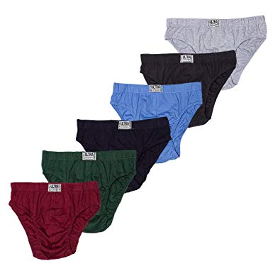 Ultra Mens Color Cotton Comfort Low Rise Sport Bikini Brief Underwear (6 Pack)
