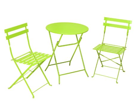 Cosco 3-Piece Folding Bistro-Style Patio Table and Chair, Bright Green